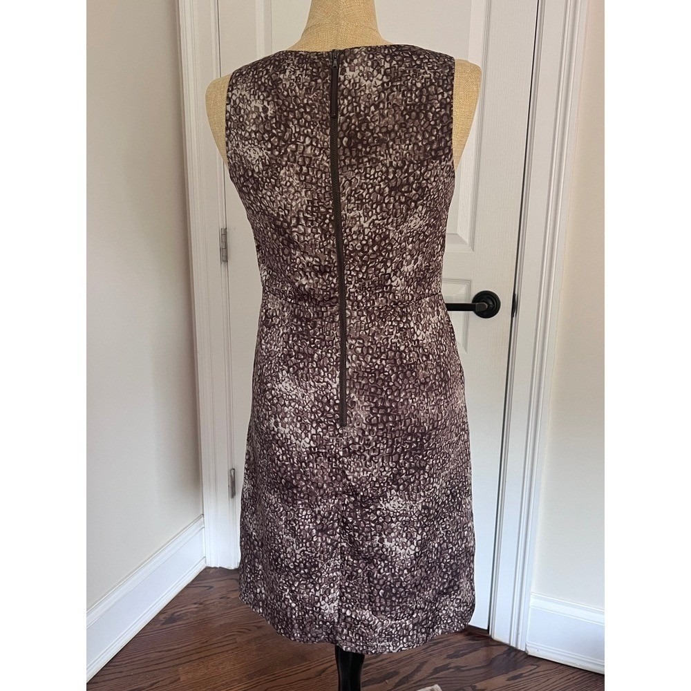 Ann Taylor LOFT Dress Asymmetrical Ruffle Neck Abstract Print Summer Fall Size 6 - Picture 7 of 10